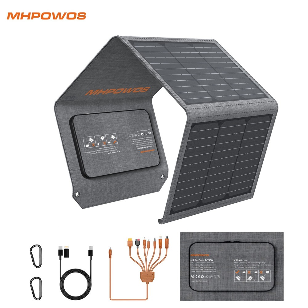 40W Foldable Solar Power Charger Portable Solar Panel for Camping Iphone
