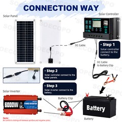 6000W 100A 110V Solar Panel Kit Complete Solar Power Generator Home Grid Syste