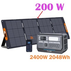 ALLWEI Portable Power Station Solar Generator 2400W 2048Wh with 200W Solar Panel