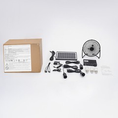 Solar Lighting & Fan Kits with 3 Bulbs USB Charging for Home Outdoor Camping