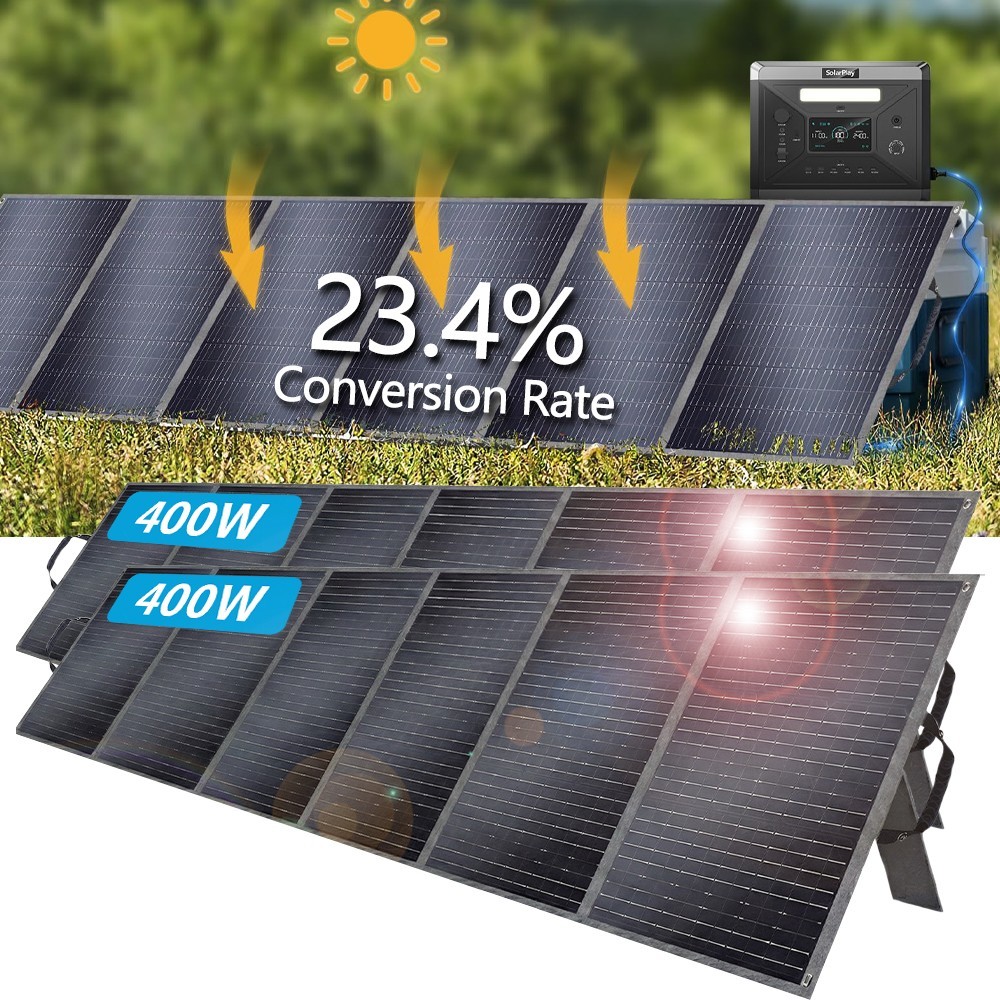 2PCS Foldable 400W Solar Panel ETFE-Coated Monocrystalline 23.4 Conversion Rate