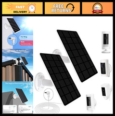 2-Pack 5W 6V Solar Panels for Ring Cameras, Solar Charger with 13FT Cable & USB-