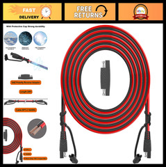 25FT SAE Extension Cable Quick Disconnect Connector 16AWG for Automotive Solar C