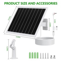 8W Solar Panel for Security Camera, 5V Charger, IP65 Waterproof – Compatible