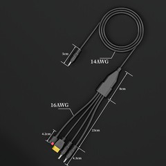 4IN1 DC Extension Cable 6.56ft DC5521 to 45A Connector XT60 5.5mm 8mm Connector