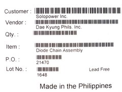 Dae Kyung Phils Diode for Flexible Solar Panel – Pack of 10 124S M65