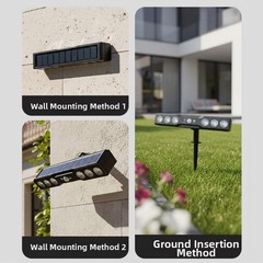 Solar Powered Wall Lamp for Outdoor Garden Porch Stair Lighting 18 5 4cm