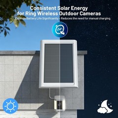 Solar Panel Charger for Ring Camera – Waterproof 13ft Cable, USB-C Adapter, Outd