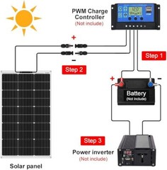 150-300W Solar Panel Watt Monocrystalline PV Power 12V For Home RV Marine Car US