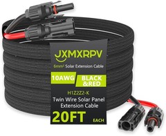 20Ft 10AWG Extension with Protection Cover, Solar Wire with Tool-Free Solar C…