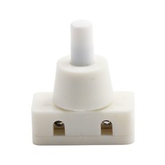 Plastic Push Button Switch White 2A 250V Self Locking for Lighting 5 Pieces