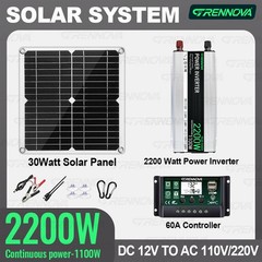 True Power Grennova Solar Kit 2200W 60A MPPT 30W Panel 110/220V Inverter