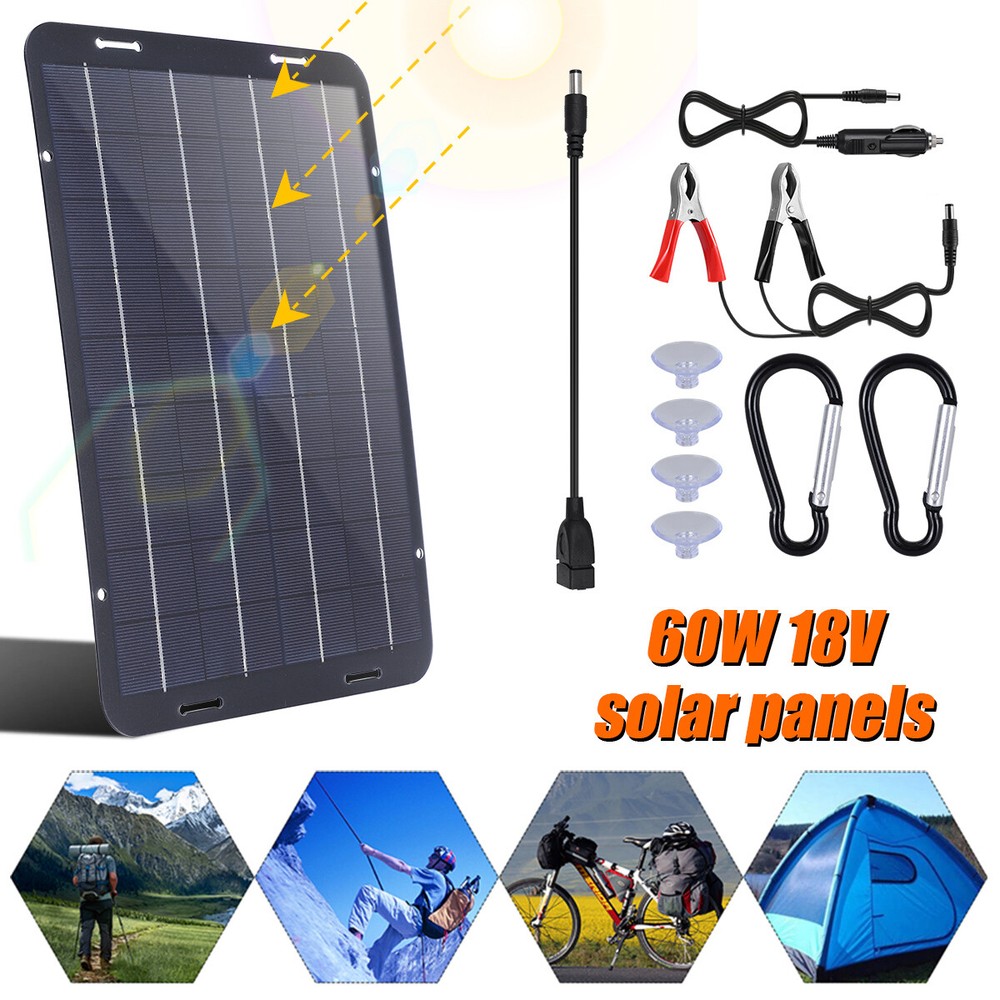 12V Solar Panel Kit with LED & Fan: Outdoor/Car Charging, Camping Essentials