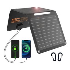 FlexSolar 20W Portable Solar Panel ETFE Foldable with 5V USB A C High Efficiency