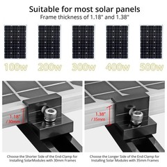 Anbte 6PCS Solar Panel Mounting Kit Roof, 4.72″ Solar Rail & Clamps GR309-GR319