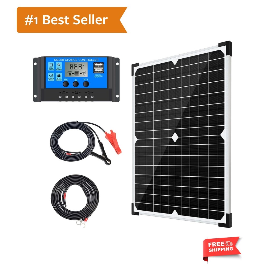 20W Monocrystalline Solar Panel Kit with 10A Charge Controller for Off-Grid Use