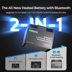 12V 100Ah LiFePO4 Battery w/Bluetooth&Self-Heating 5000 Deep Cycles RV Marine