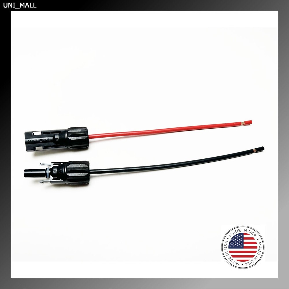 Amphenol MC4 10AWG GPT Solar Controller Pigtail Kit, Pure Copper (Made in USA)