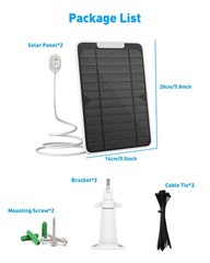 5V 6W Solar Panel Charger Compatible with Arlo Pro 4/Pro 3/Pro 3 Floodlight/U…