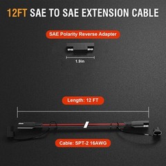 12FT 16AWG SAE Extension Cable, SAE Connector Cable Quick Disconnect Connecto…