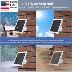 Solar Panel for Ring Camera(2Nd Generation Dustproof Waterproof 5W Solar 10FT/3M