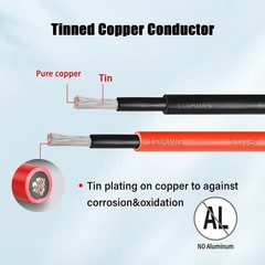 10 AWG Solar Extension Cable 2FT Black + 2FT Red, 10 Gauge Solar Panel Wire Male