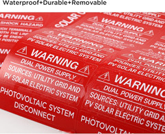 62-Pack Solar PV System Label Kit – Code 2020/2023 Compliant Photovoltaic Sticke