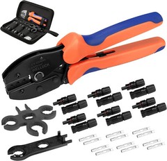 27PCS Solar Panel Cable Wire Connectors Crimper PV Crimping Pliers Tools Set Kit