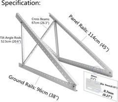 2 Sets 45» Adjustable Solar Panel Mount Brackets for 100-400 Watt Solar Panel,W