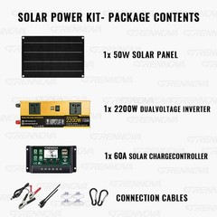 Grennova 2200W Off-Grid Solar System 50W Panel 60A MPPT Dual Voltage Inverter