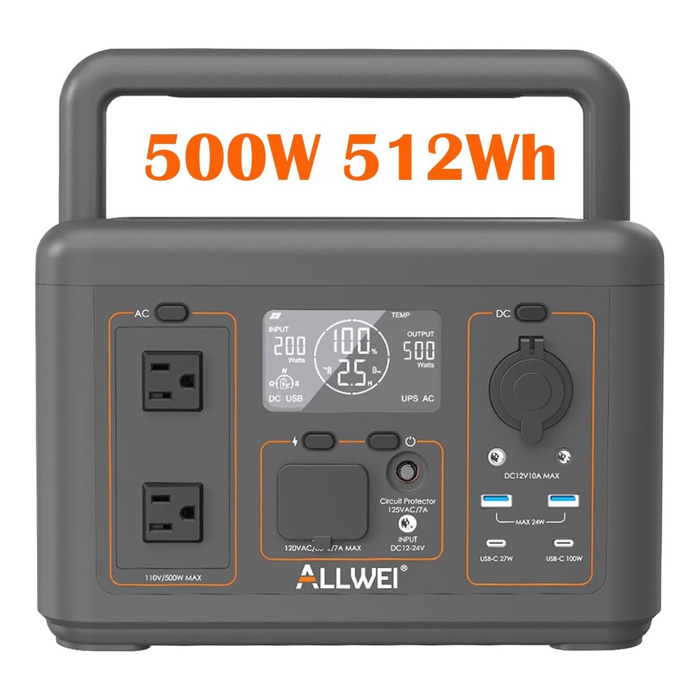 500W 512Wh Portable Solar Generator Station LiFePO4 Battery Power Bank