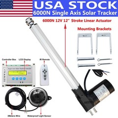 Single Axis Solar Tracker LCD Controller W/ 12V 6000N 12″ Stroke Linear Actuator