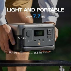 EcoFlow RIVER 2: 256Wh Solar Generator with 1-Hour AC Fast Charging & 600W Power