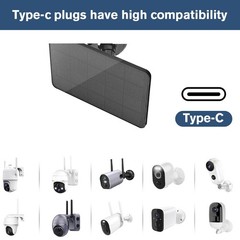 Solar Panel for Outdoor Camera Security Cam Micro USB Type C DC Battery Charger