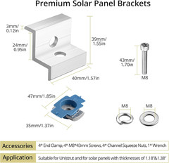 10Pcs Solar Panel End Clamps for Standard Unistrut, 30Mm/35Mm, Silver |