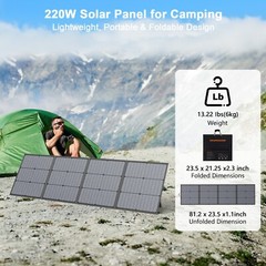MHPOWOS 220W 20V Foldable Solar Panel Monocrystalline IP67 for Power Station