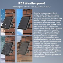 Solar Panel for Ring Camera(2nd Generation) Dustproof Waterproof 5W Solar Panel