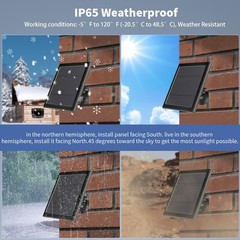 Solar Panel for Ring Camera(2nd Generation) Dustproof Waterproof 5W Solar Pan…