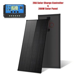 200W Mono Solar Panel Controller Kit 18V 25% PV Off-Grid Battery Power Charge US