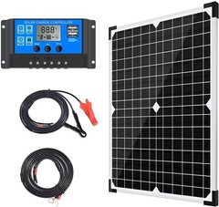 Solar Panel Kit 20W 12V Monocrystalline,Battery Maintainer +10A Solar Charge …