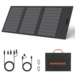 45W Portable Solar Panel Chargers USB-C,QC3.0 USB-A and DC Outputs Foldable IP67
