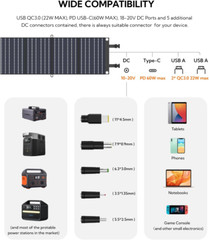 Portable Solar Panel, 60W Foldable Solar Panels Folding Solar Charger with PD60
