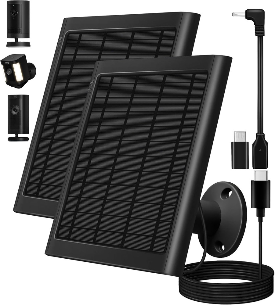 8W Solar Panel for Ring Camera, 2-Pack Solar Panel Charger Compatible with Ring