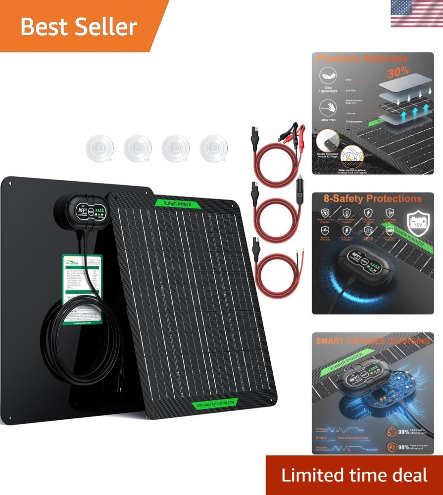 Ultra-Fast 20W Solar Battery Maintainer for Cars, Boats, and RVs – Waterproof