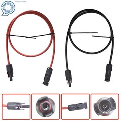 1 Pair 3 Feet Solar Panel Extension Cable Wire Connector 10 AWG Black + Red