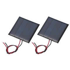 2 Pieces Mini 2V 0.22W 110mA Solar Panels with 2 Cables, 44x44mm for