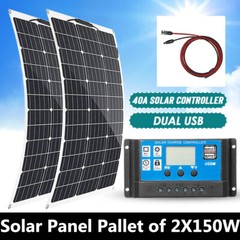 Bifacial Solar Panels Pallet of 2x150W High Efficiency PV Mono Solar Panel Kit