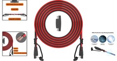 25Ft SAE Extension Cable with Quick Disconnect, 16AWG, Male-Female, 12V