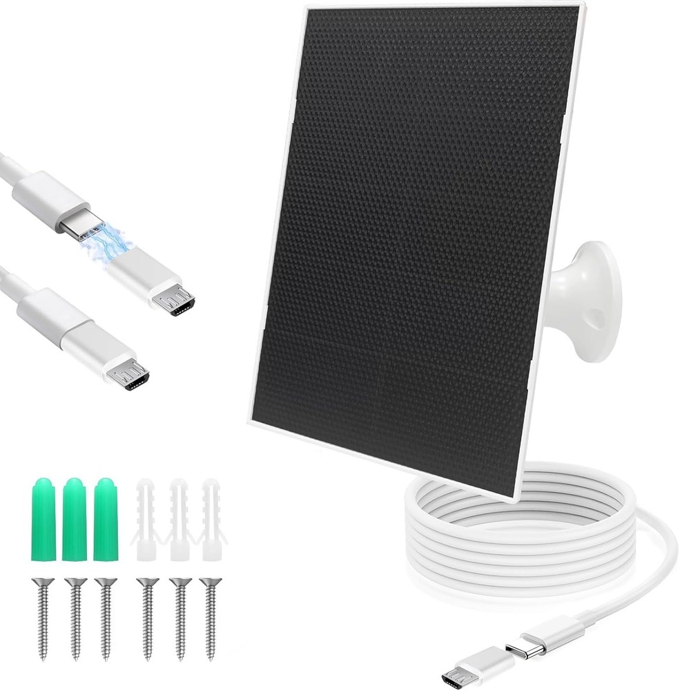Solar Panel for Security Camera, Rechargeable Battery Solar Panel Charger 4W
