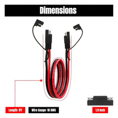 1FT 10AWG SAE Extension Cable for Solar Panel RV Battery Automotive and Marine